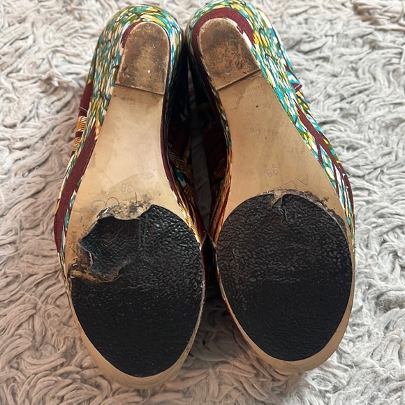 Aldo Wedge Forwood African Print Platform Heel Shoes 38 7.5 7 1/2 - Picture 8 of 9